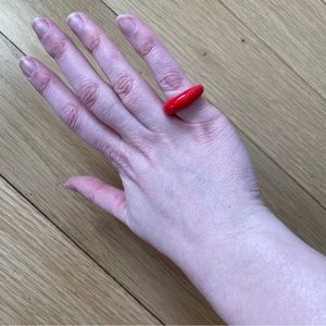 Vintage Red Resin Plastic Statement Ring
